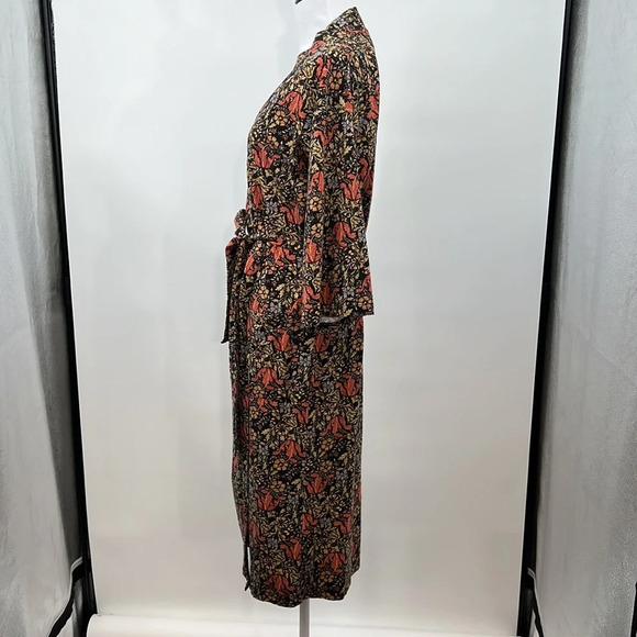 Metropolitan Museum of Art Dress Womens Small Medium Blue Gold Floral Wrap Robe - Picture 5 of 13